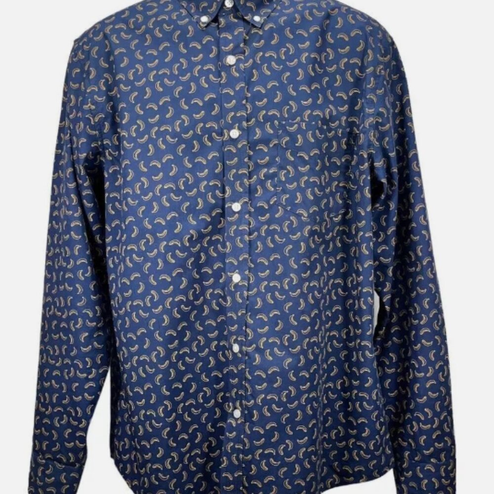 Banana Republic | Banana Print Luxe Poplin Untucked Slim Fit Shirt - Picture 2 of 5